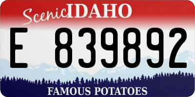 ID license plate E839892