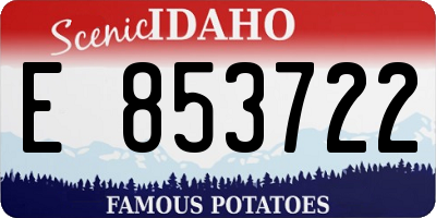 ID license plate E853722