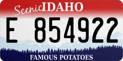 ID license plate E854922