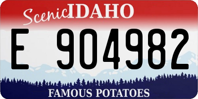ID license plate E904982