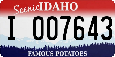 ID license plate I007643