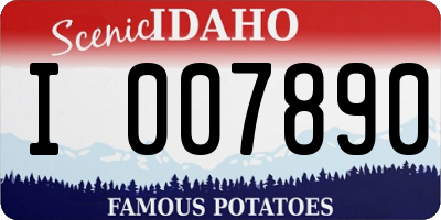 ID license plate I007890