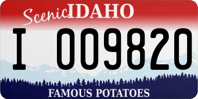 ID license plate I009820