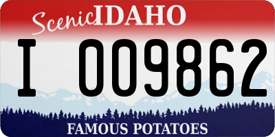 ID license plate I009862