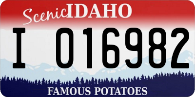 ID license plate I016982