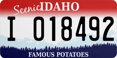 ID license plate I018492