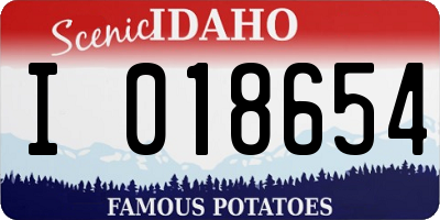 ID license plate I018654