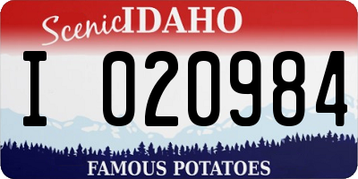 ID license plate I020984