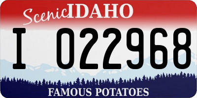 ID license plate I022968
