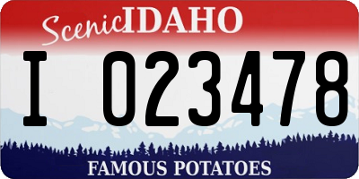 ID license plate I023478