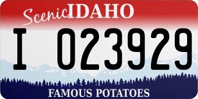 ID license plate I023929