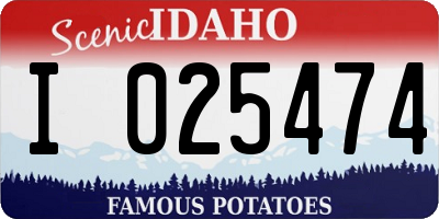 ID license plate I025474
