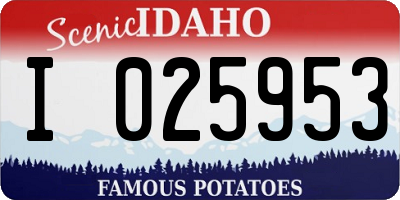 ID license plate I025953