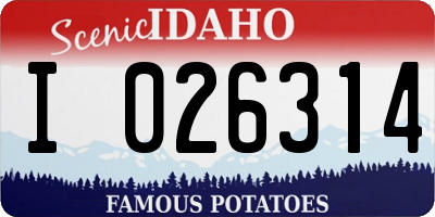 ID license plate I026314