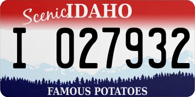 ID license plate I027932