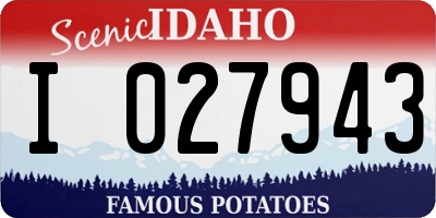 ID license plate I027943
