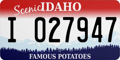 ID license plate I027947