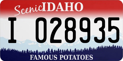 ID license plate I028935