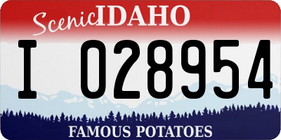 ID license plate I028954