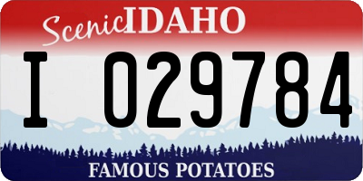 ID license plate I029784