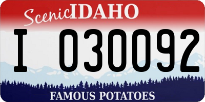 ID license plate I030092