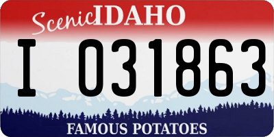 ID license plate I031863