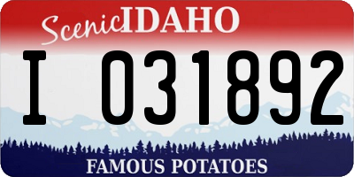 ID license plate I031892