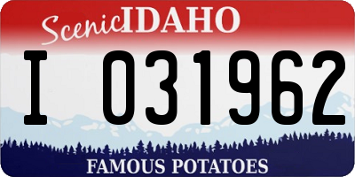 ID license plate I031962