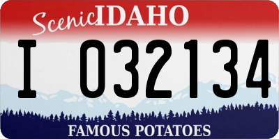 ID license plate I032134