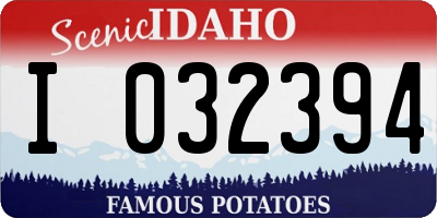 ID license plate I032394