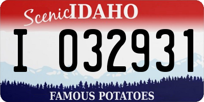 ID license plate I032931