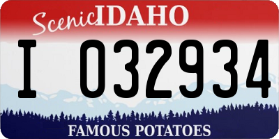 ID license plate I032934