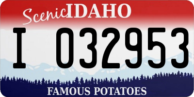 ID license plate I032953