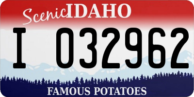 ID license plate I032962