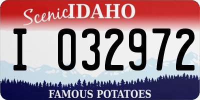 ID license plate I032972