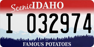 ID license plate I032974