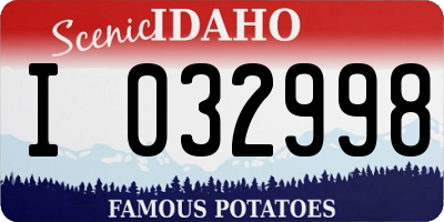 ID license plate I032998