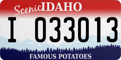 ID license plate I033013