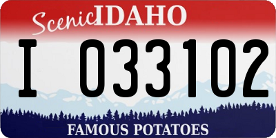 ID license plate I033102