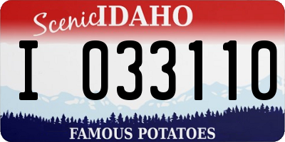 ID license plate I033110