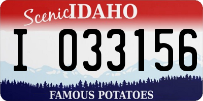 ID license plate I033156