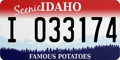 ID license plate I033174