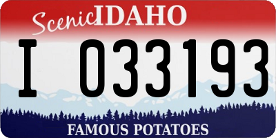 ID license plate I033193