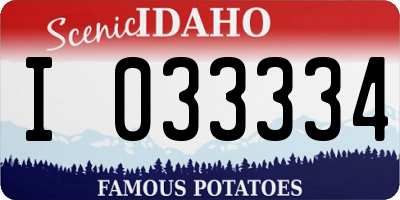 ID license plate I033334