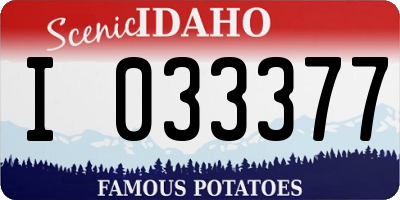 ID license plate I033377