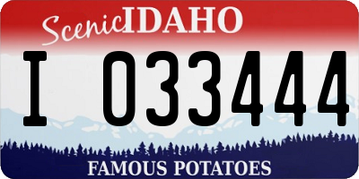 ID license plate I033444