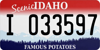 ID license plate I033597