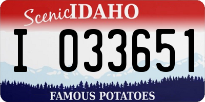 ID license plate I033651