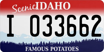 ID license plate I033662