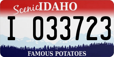 ID license plate I033723